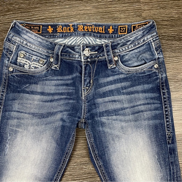 ROCK REVIVAL Sora Capris Womens 27 Flap Pocket Bling 24" Inseam Low Rise - Picture 3 of 15